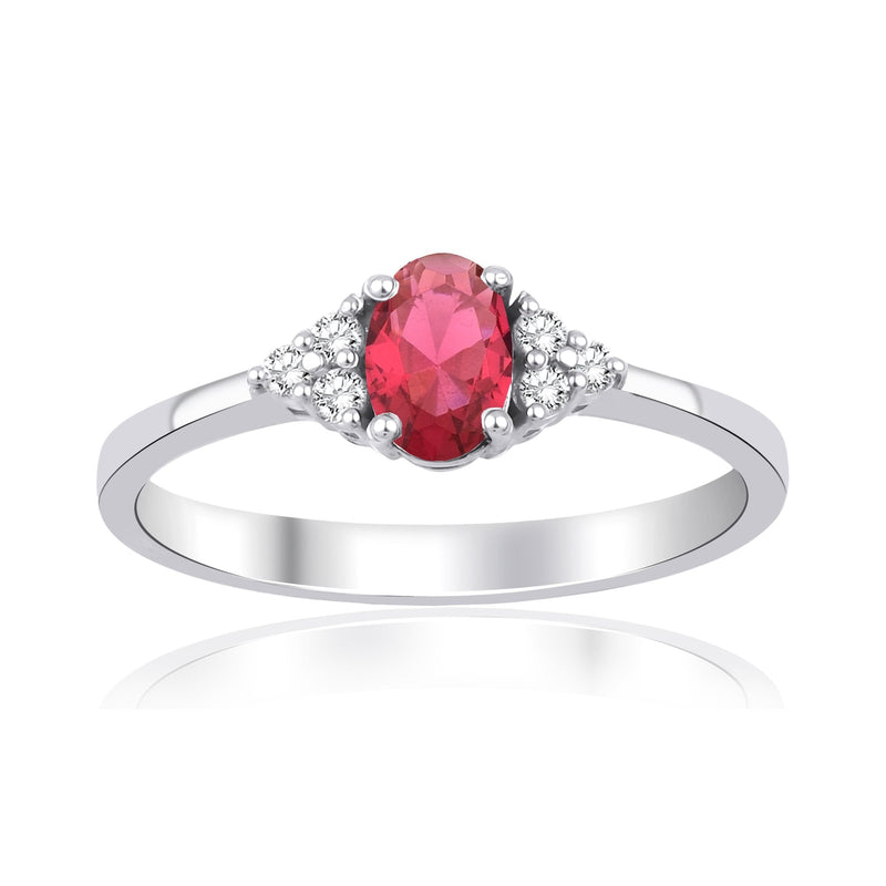 0.70 Carat Oval Ruby Diamond Ring · White Gold