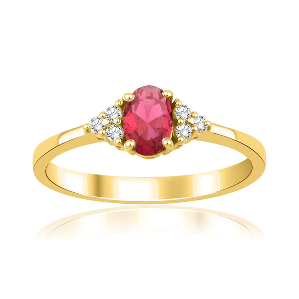 0.70 Carat Oval Ruby Diamond Ring · Yellow Gold