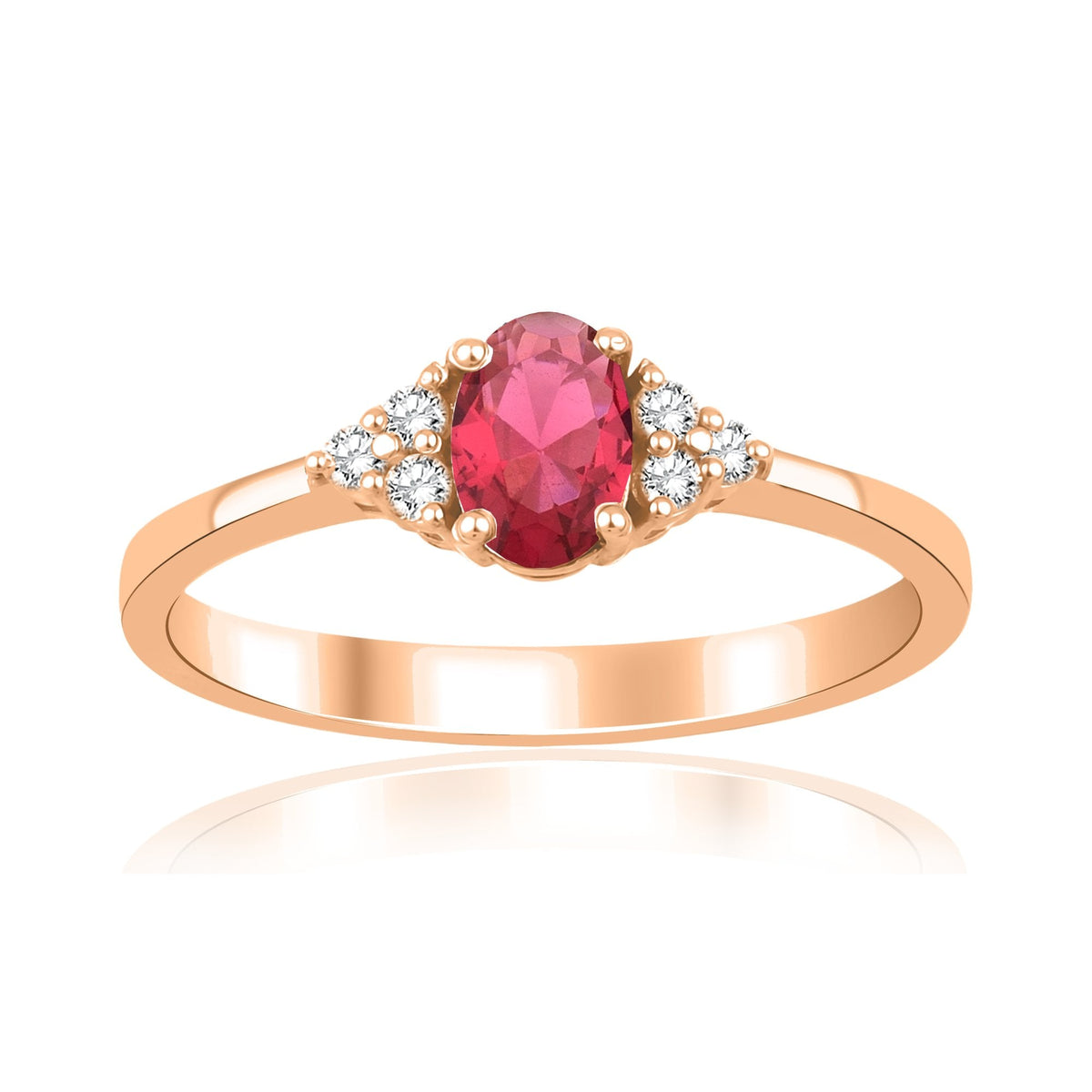 0.70 Carat Oval Ruby Diamond Ring · Rose Gold