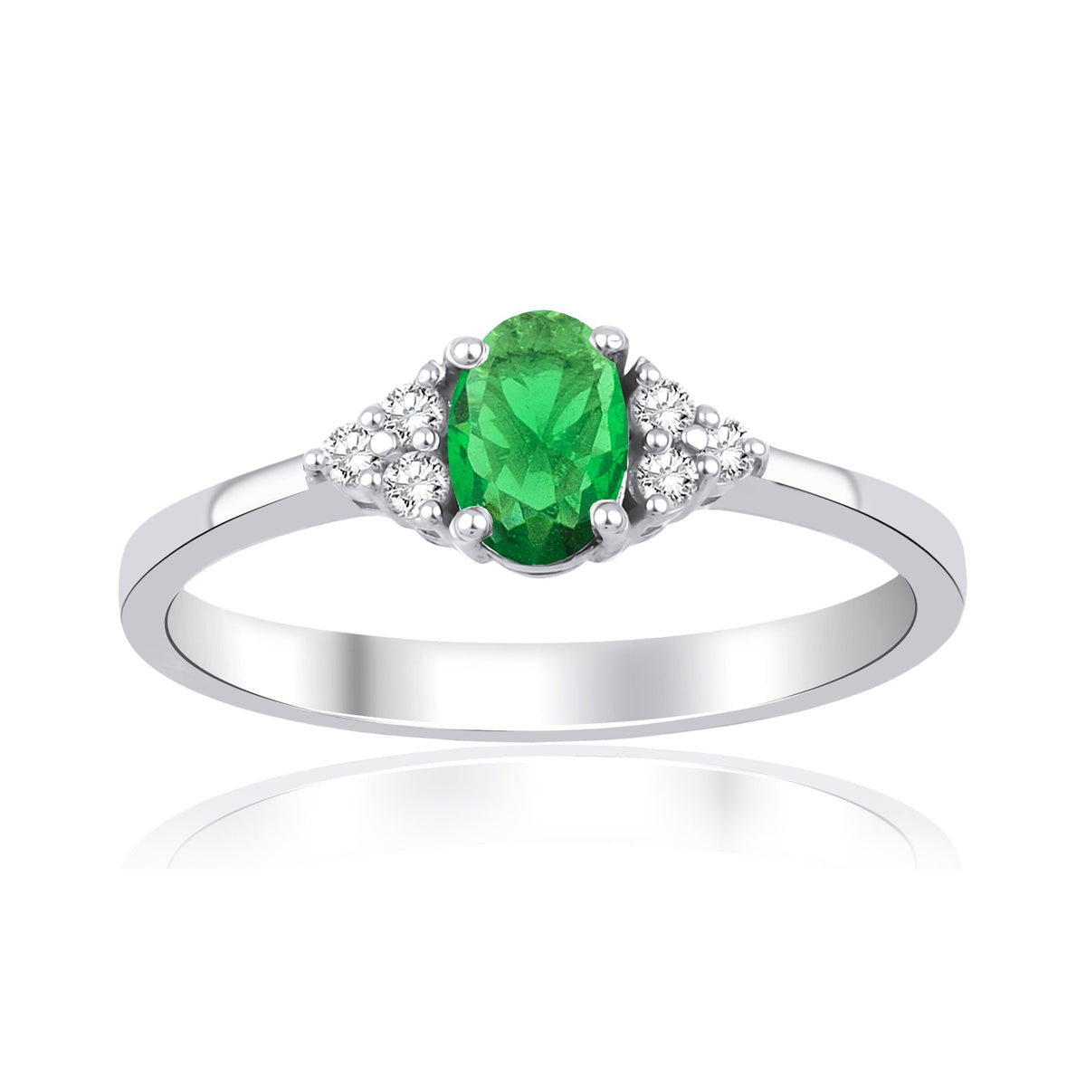 0.70 Carat Oval Emerald Diamond Ring · White Gold