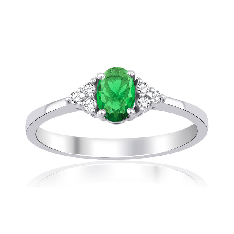 0.70 Carat Oval Emerald Diamond Ring · White Gold