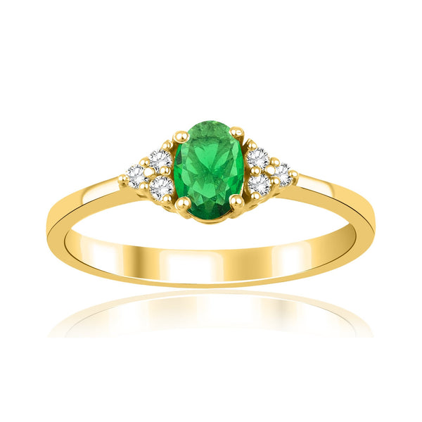 0.70 Carat Oval Emerald Diamond Ring · Yellow Gold