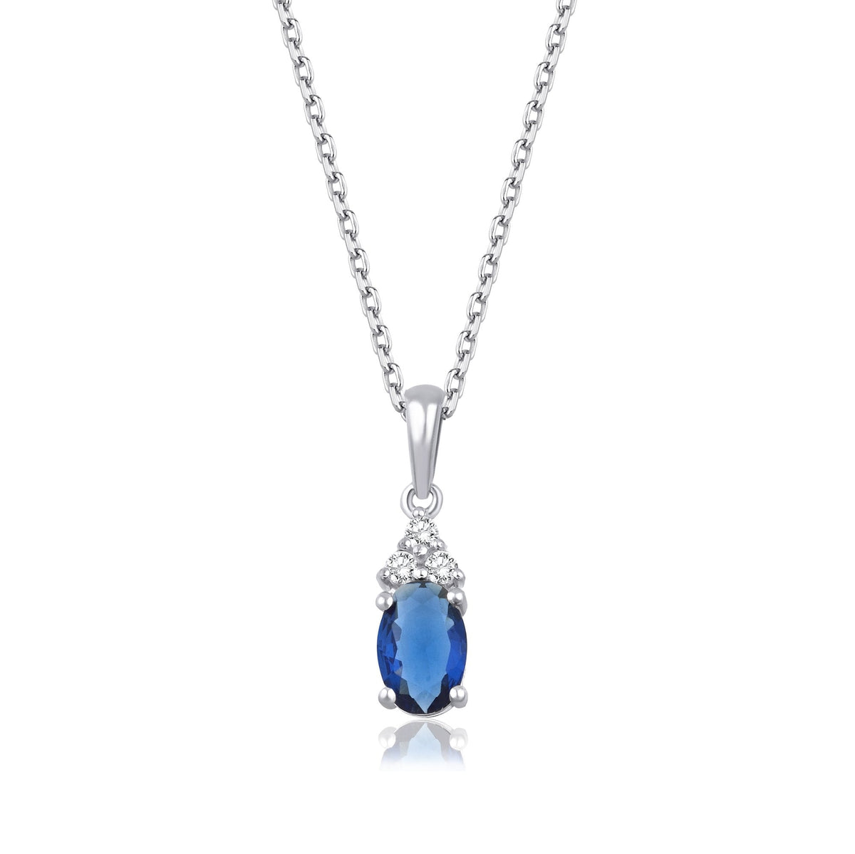 0.65 Carat Oval Sapphire Diamond Necklace · White Gold