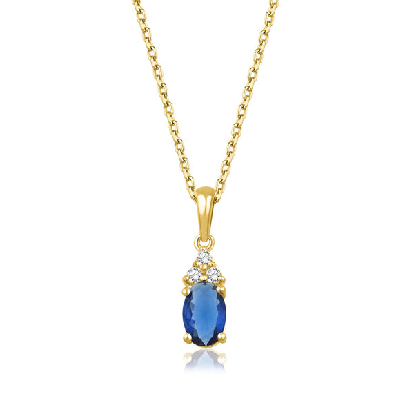 0.65 Carat Oval Sapphire Diamond Necklace · Yellow Gold