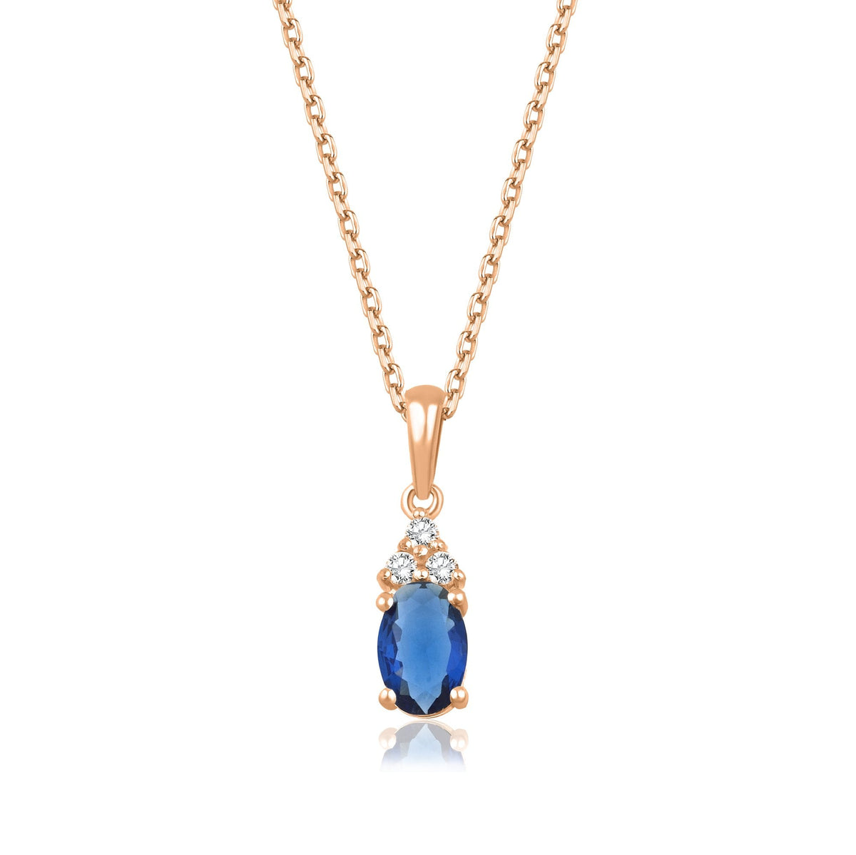 0.65 Carat Oval Sapphire Diamond Necklace · Rose Gold