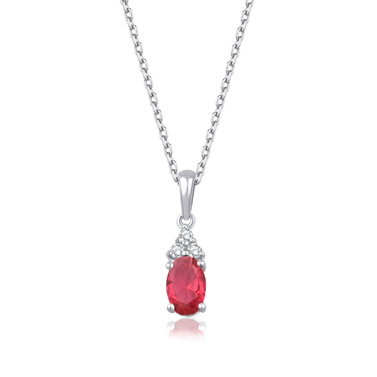0.65 Carat Oval Ruby Diamond Necklace · White Gold