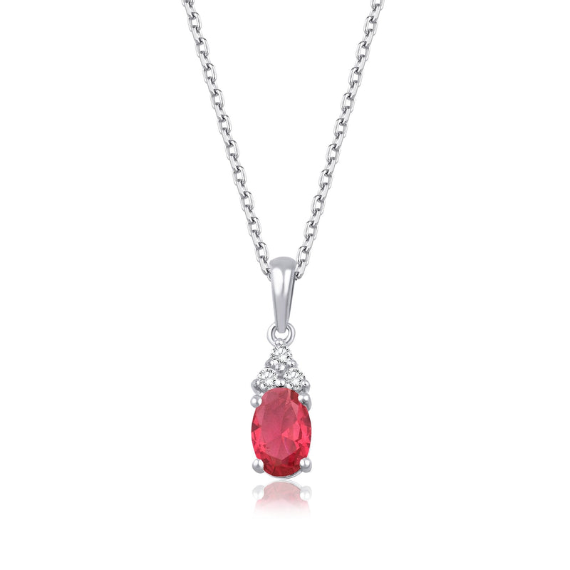 0.65 Carat Oval Ruby Diamond Necklace · White Gold