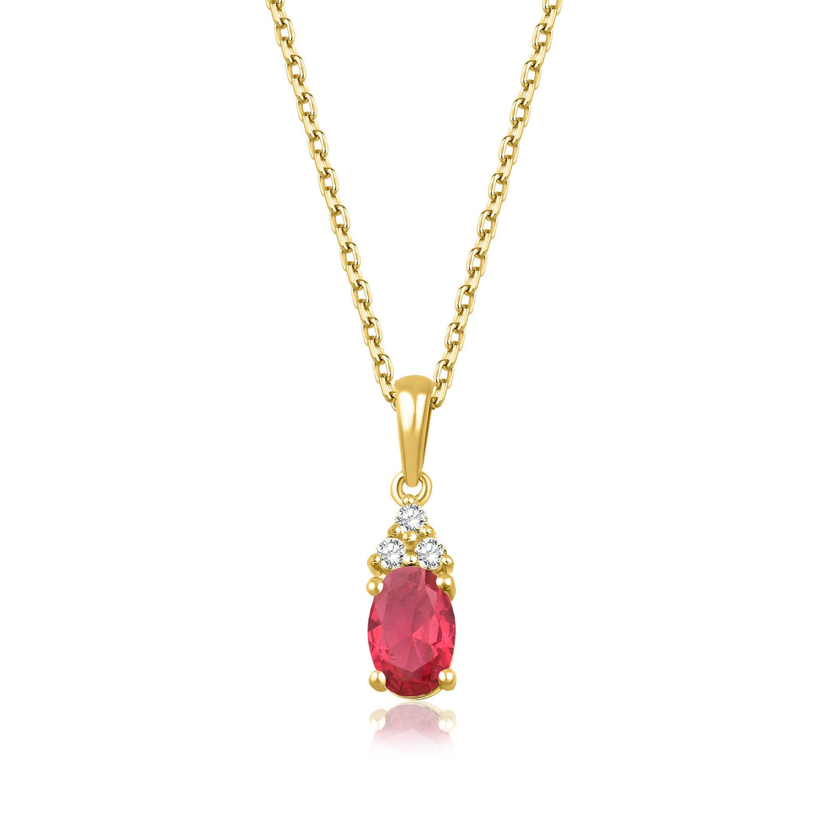 0.65 Carat Oval Ruby Diamond Necklace · Yellow Gold