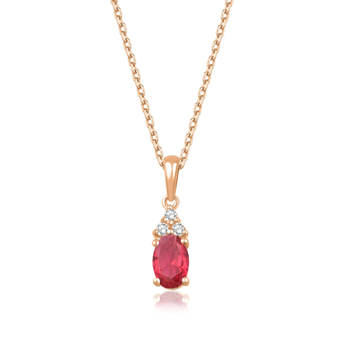 0.65 Carat Oval Ruby Diamond Necklace · Rose Gold
