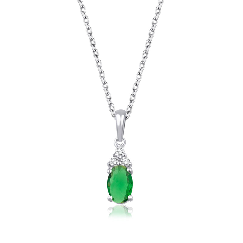 0.65 Carat Oval Emerald Diamond Necklace · White Gold