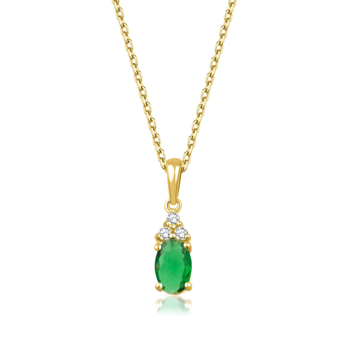 0.65 Carat Oval Emerald Diamond Necklace · Yellow Gold