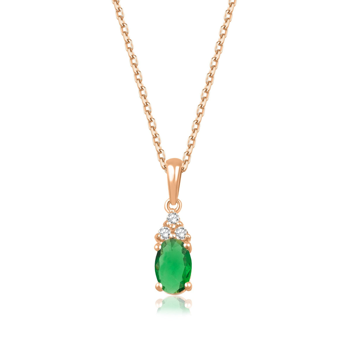 0.65 Carat Oval Emerald Diamond Necklace · Rose Gold