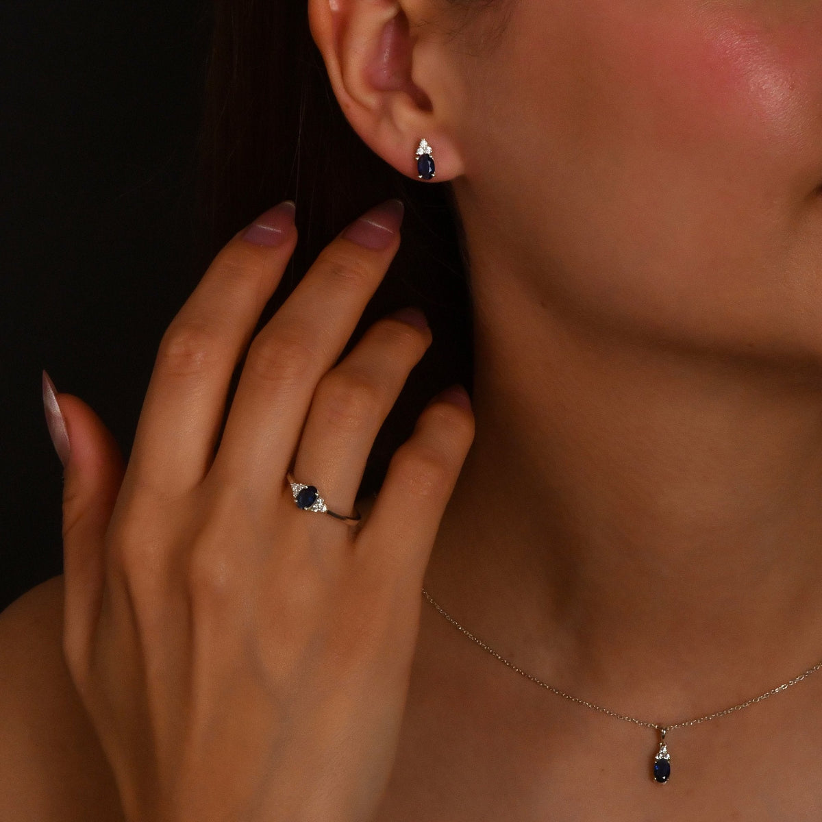 1.30 Carat Oval Sapphire Diamond Earrings