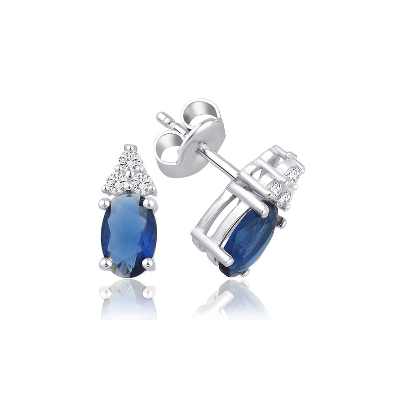 1.30 Carat Oval Sapphire Diamond Earrings · White Gold