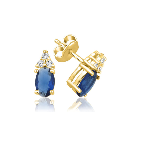 1.30 Carat Oval Sapphire Diamond Earrings · Yellow Gold