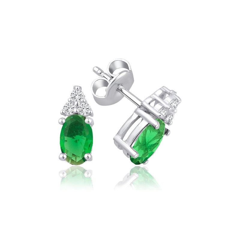 1.30 Carat Oval Emerald Diamond Earrings · White Gold
