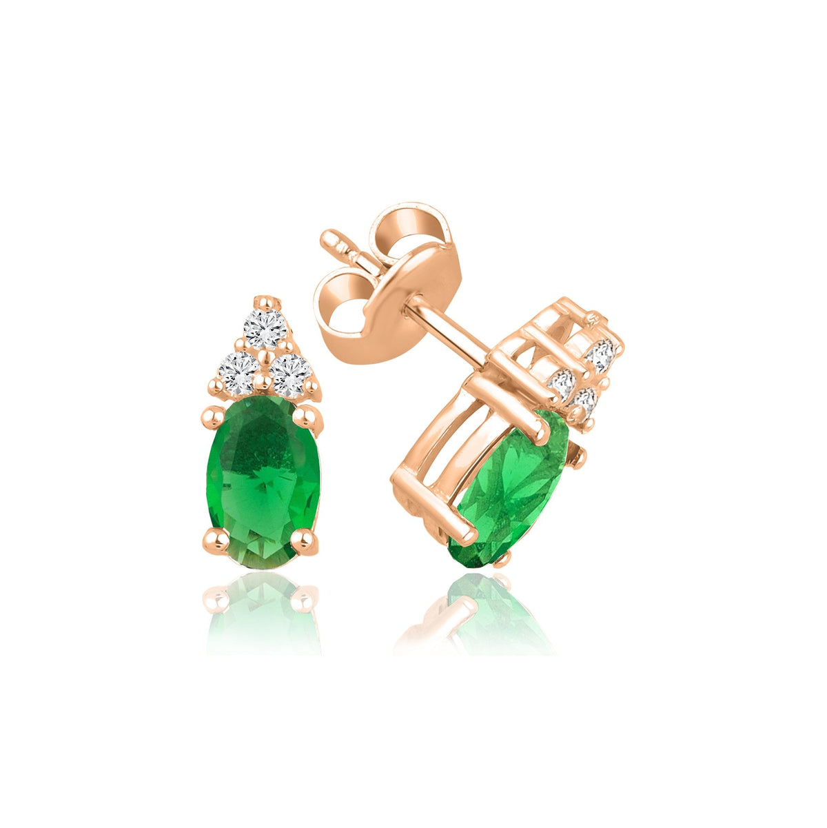 1.30 Carat Oval Emerald Diamond Earrings · Rose Gold