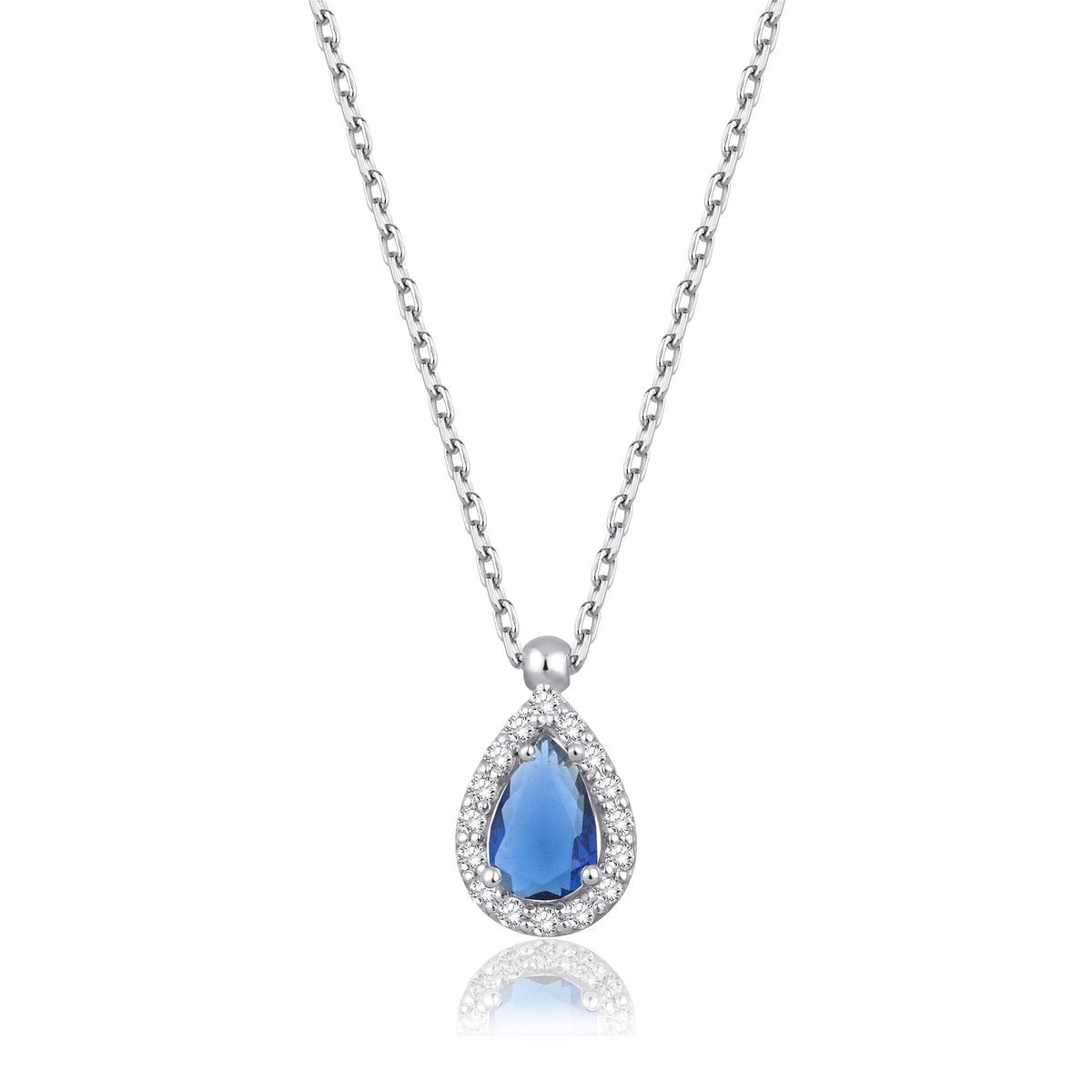 0.73 Carat Pear Sapphire Diamond Necklace · White Gold