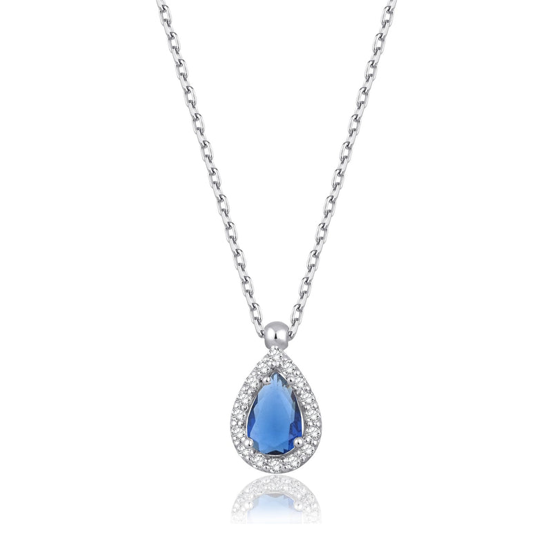 0.73 Carat Pear Sapphire Diamond Necklace · White Gold