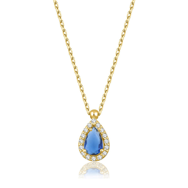 0.73 Carat Pear Sapphire Diamond Necklace · Yellow Gold