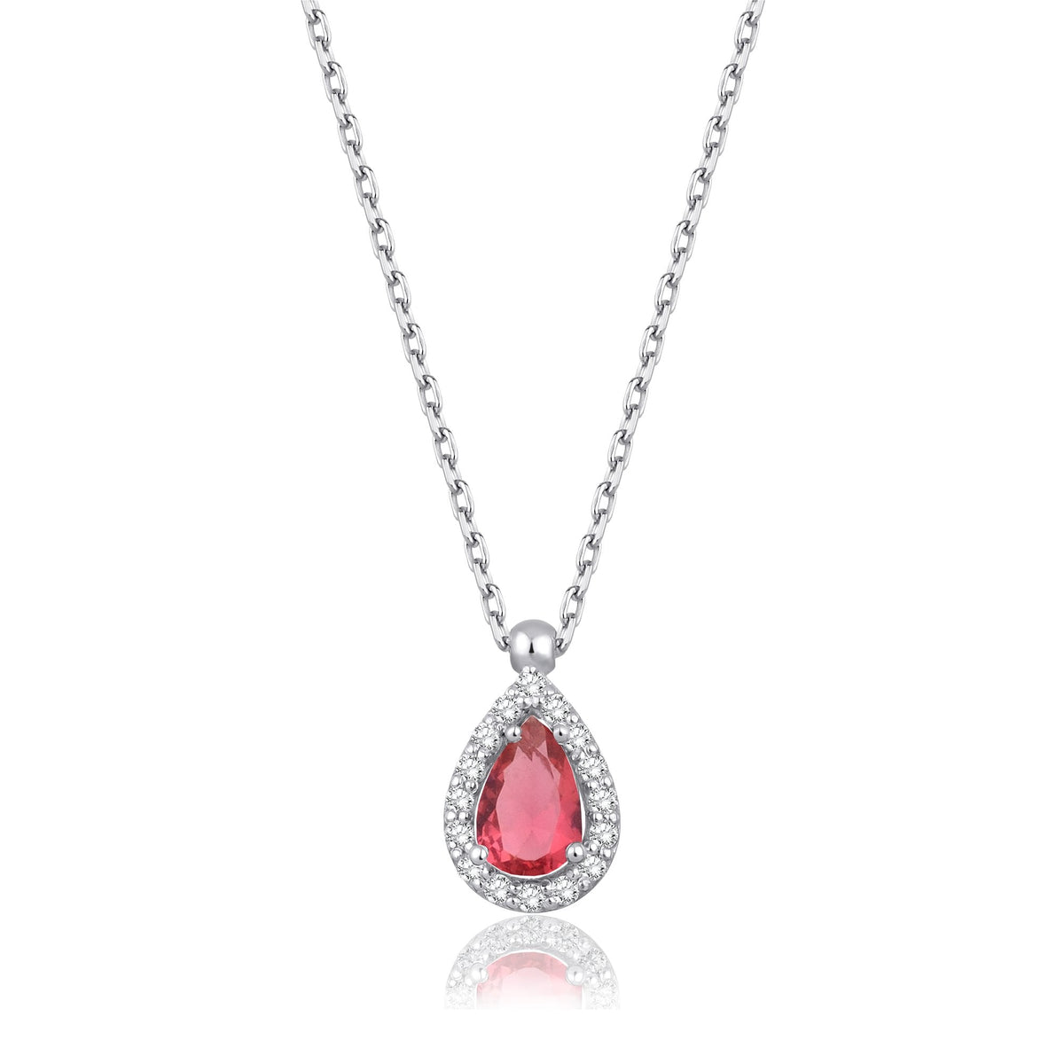 0.73 Carat Pear Ruby Diamond Necklace · White Gold