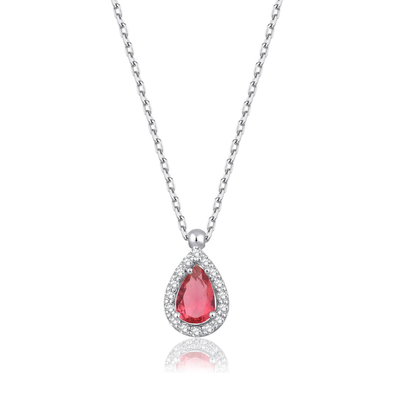 0.73 Carat Pear Ruby Diamond Necklace · White Gold