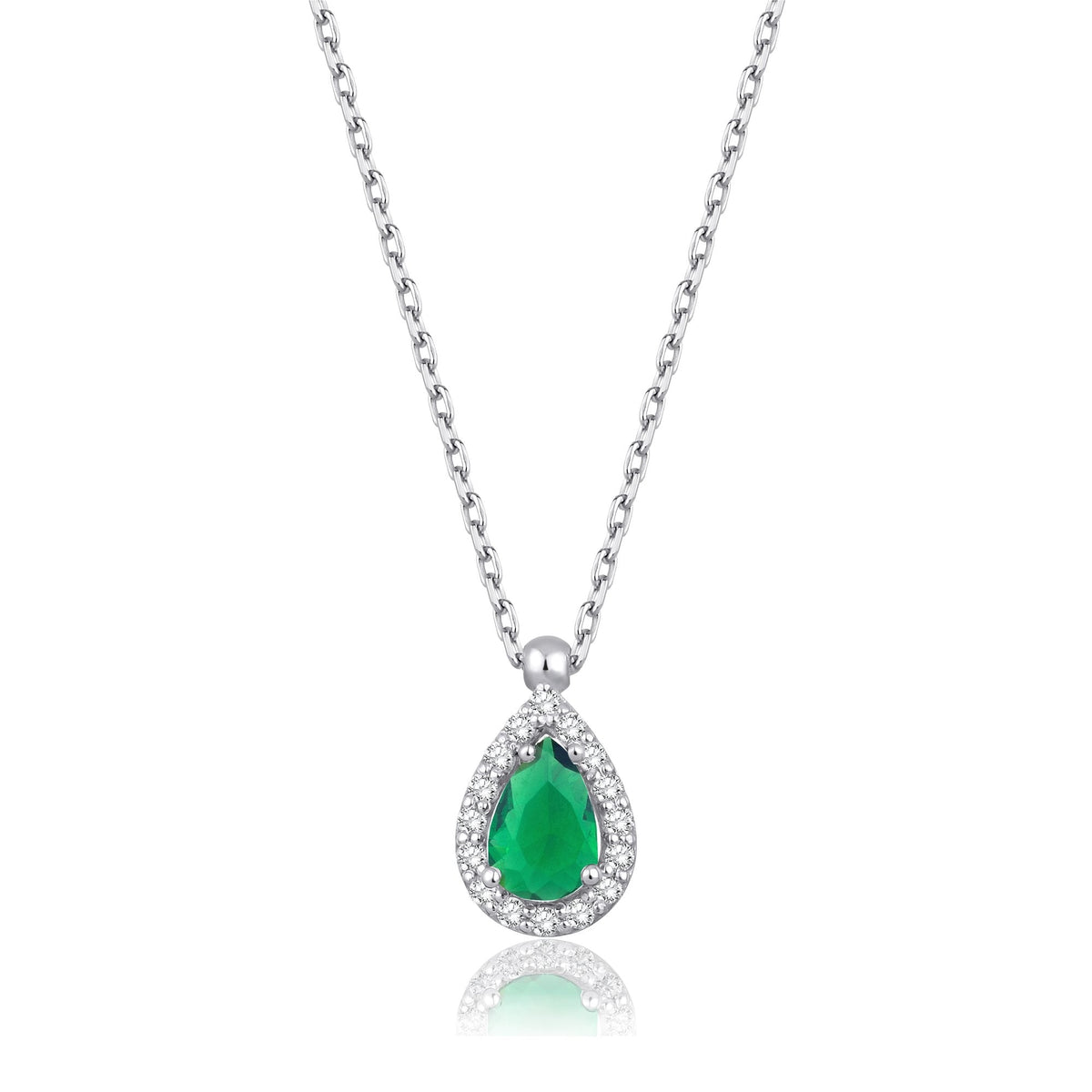 0.73 Carat Pear Emerald Diamond Necklace · White Gold