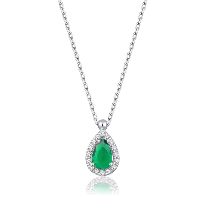 0.73 Carat Pear Emerald Diamond Necklace · White Gold