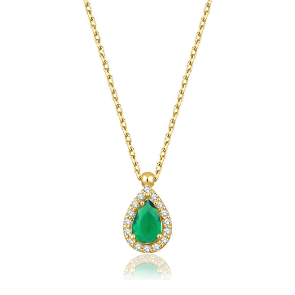 0.73 Carat Pear Emerald Diamond Necklace · Yellow Gold