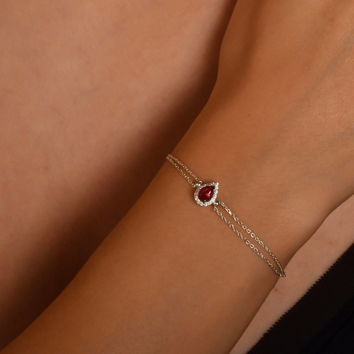 0.73 Carat Pear Ruby Diamond Bracelet