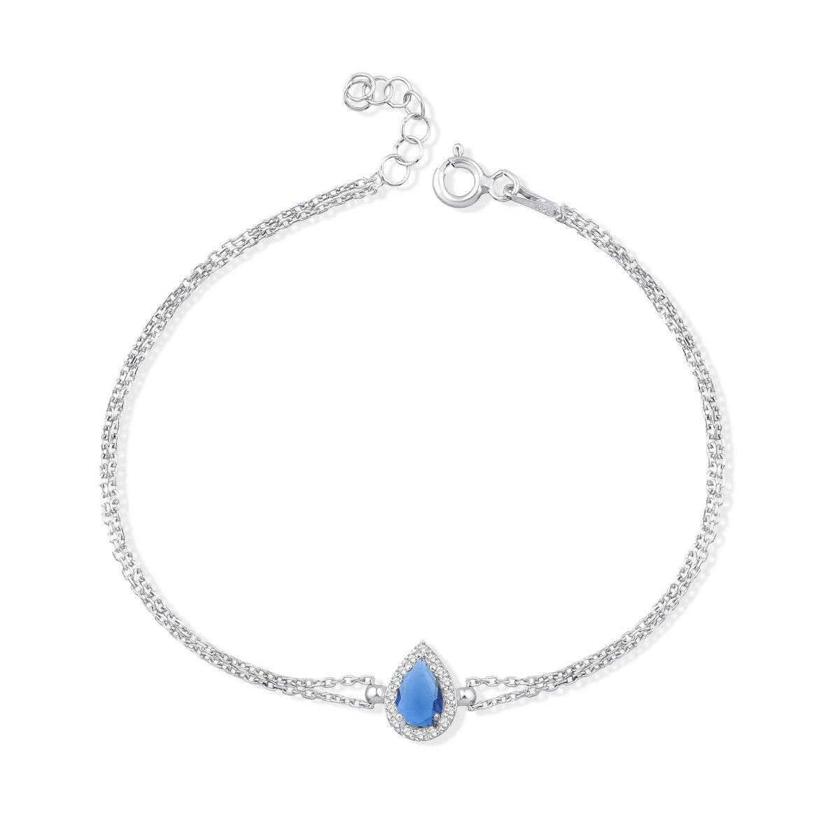0.73 Carat Pear Sapphire Diamond Bracelet · White Gold