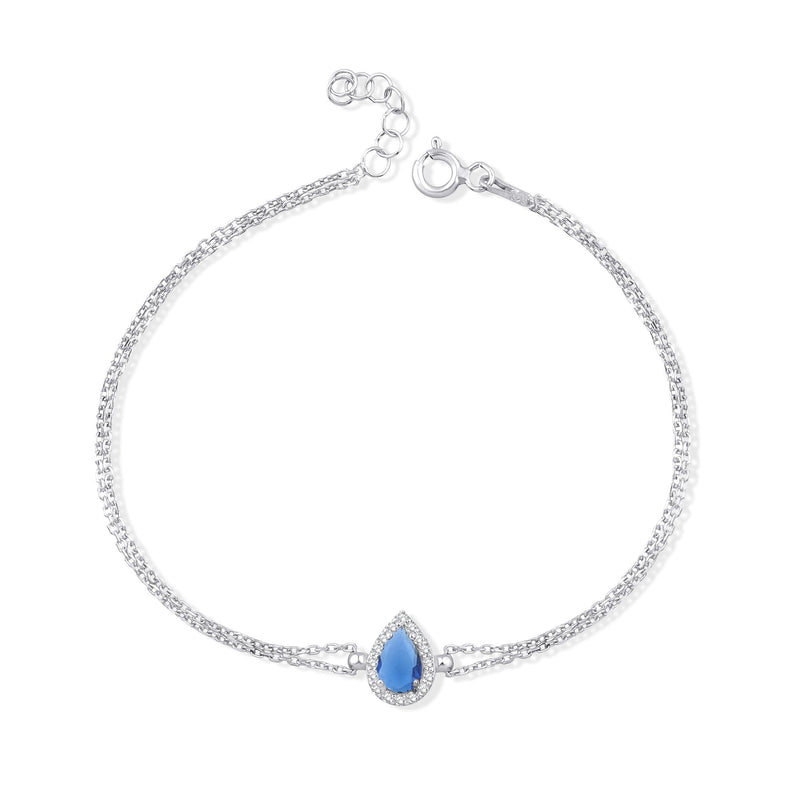 0.73 Carat Pear Sapphire Diamond Bracelet · White Gold