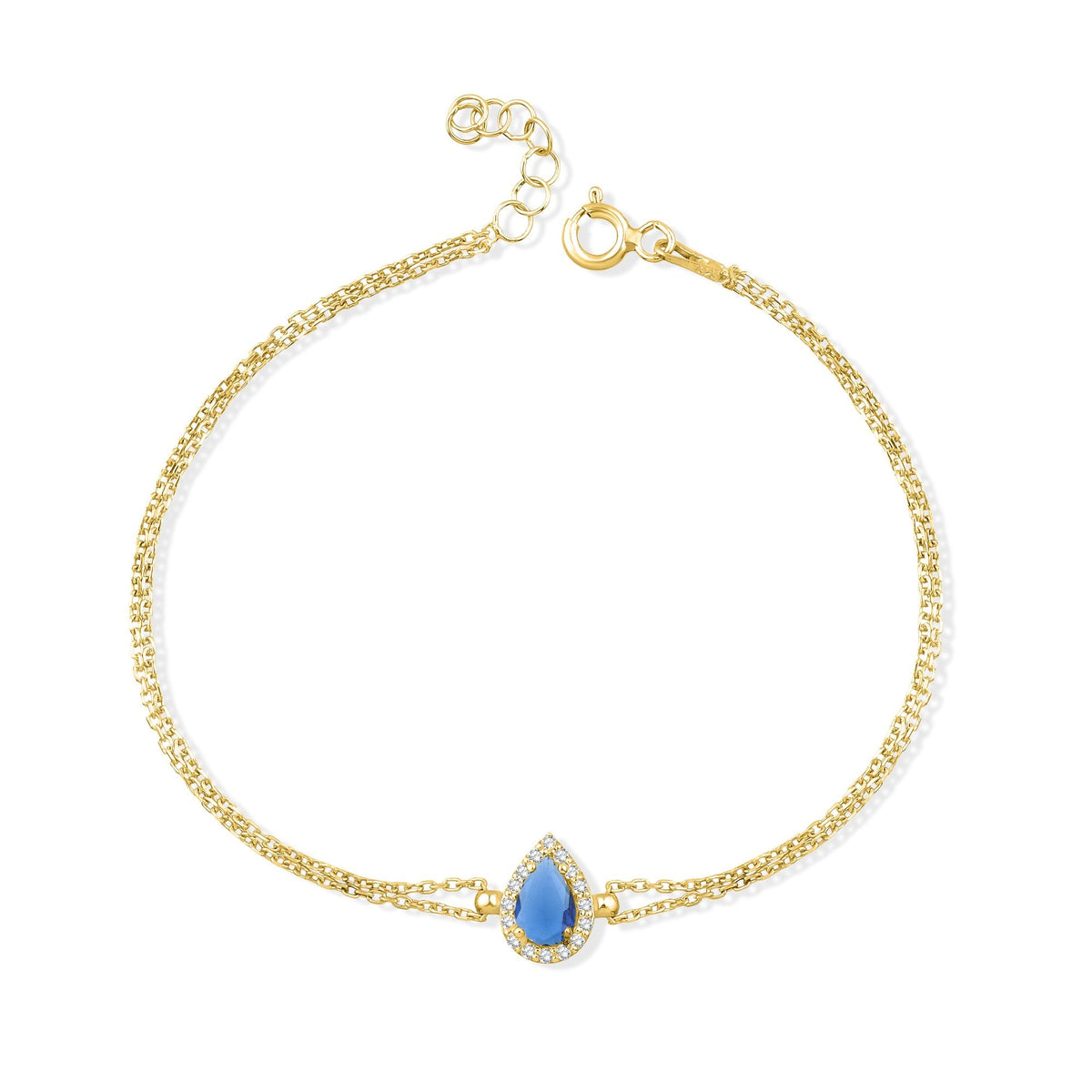 0.73 Carat Pear Sapphire Diamond Bracelet · Yellow Gold