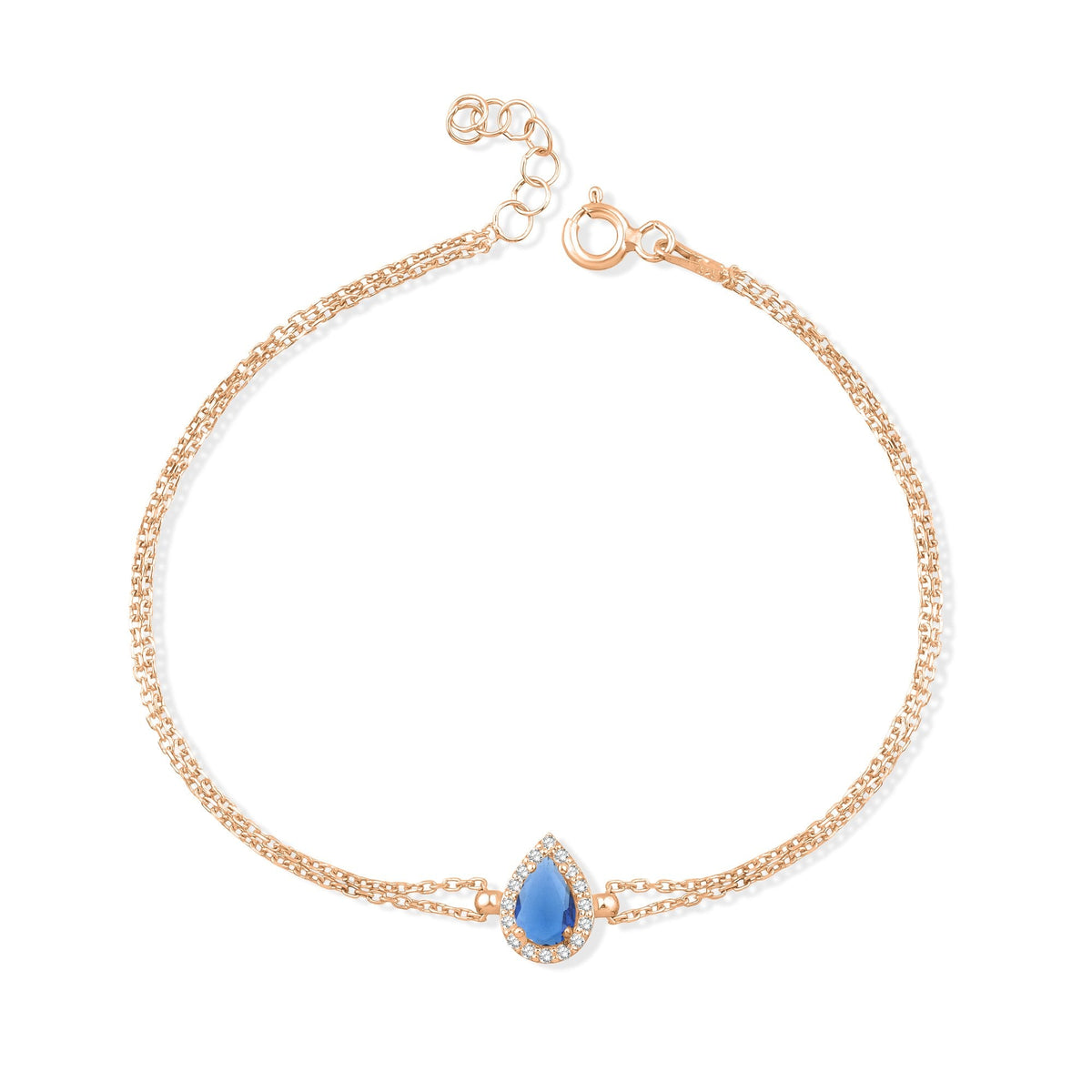 0.73 Carat Pear Sapphire Diamond Bracelet · Rose Gold