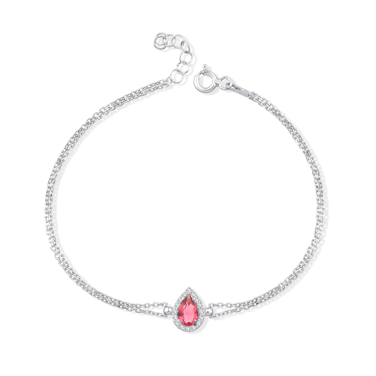 0.73 Carat Pear Ruby Diamond Bracelet · White Gold
