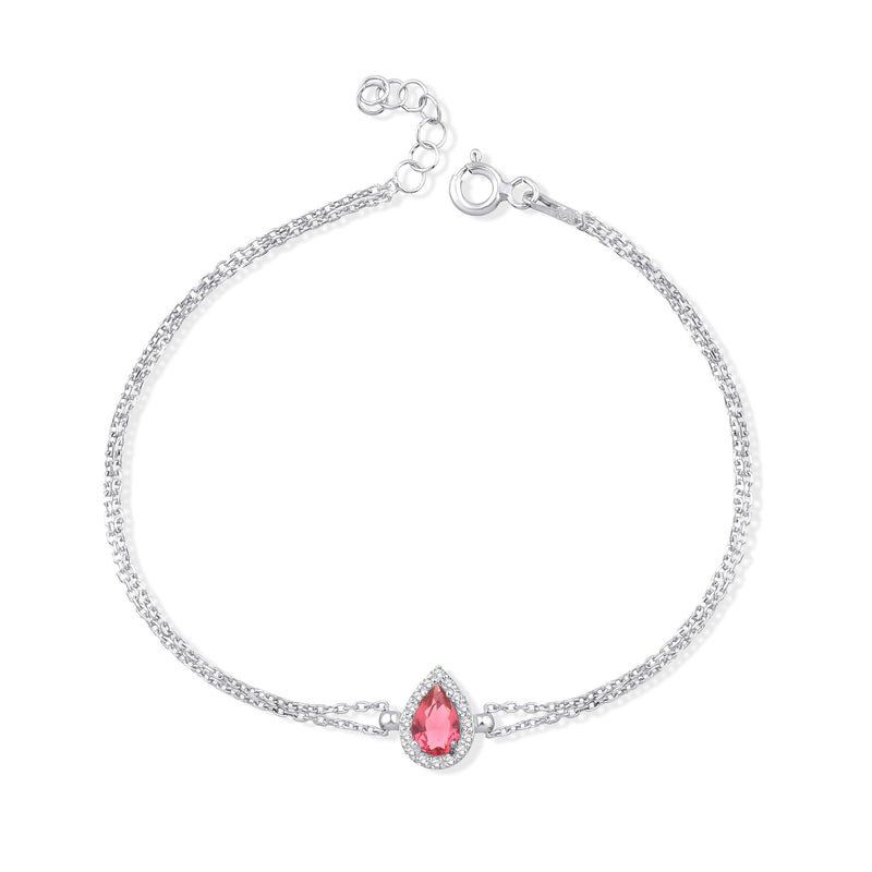 0.73 Carat Pear Ruby Diamond Bracelet · White Gold