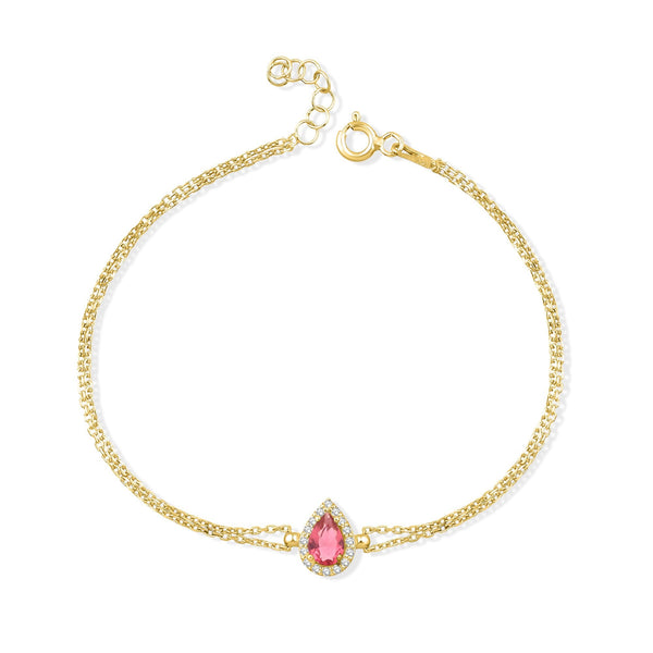 0.73 Carat Pear Ruby Diamond Bracelet · Yellow Gold