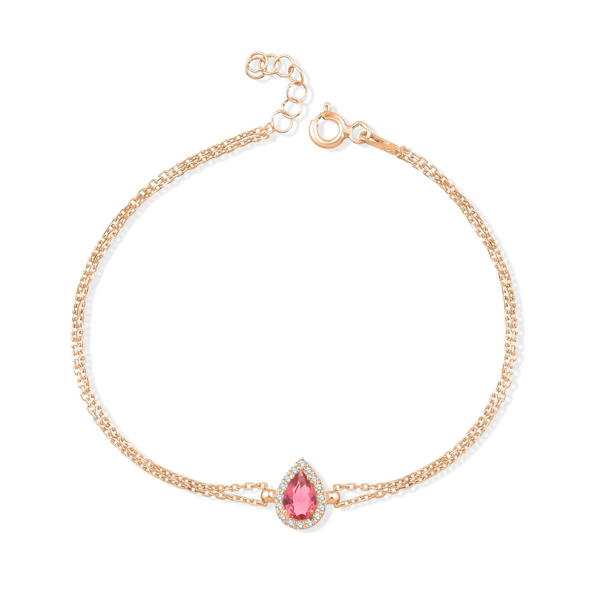 0.73 Carat Pear Ruby Diamond Bracelet · Rose Gold
