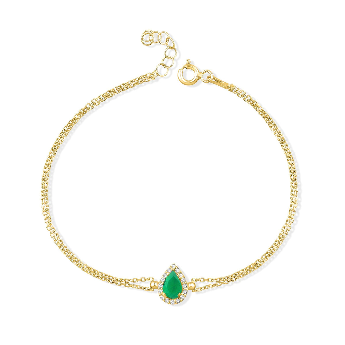 0.73 Carat Pear Emerald Diamond Bracelet · Yellow Gold