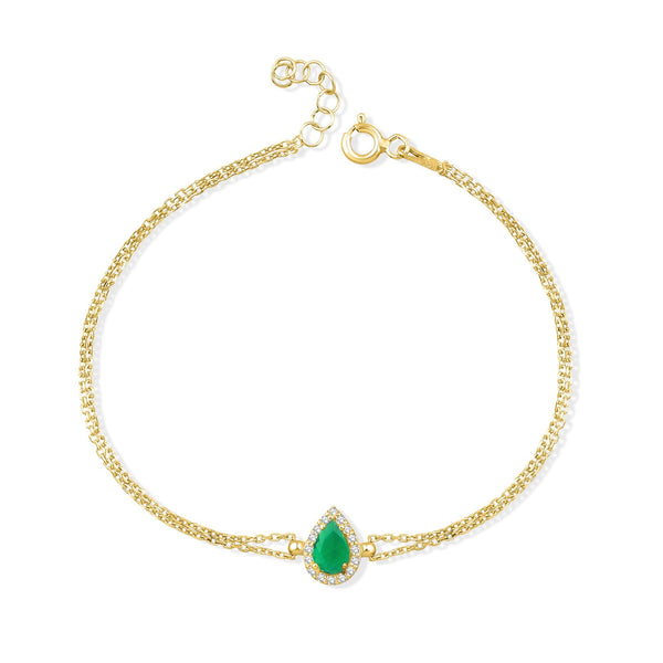 0.73 Carat Pear Emerald Diamond Bracelet · Yellow Gold