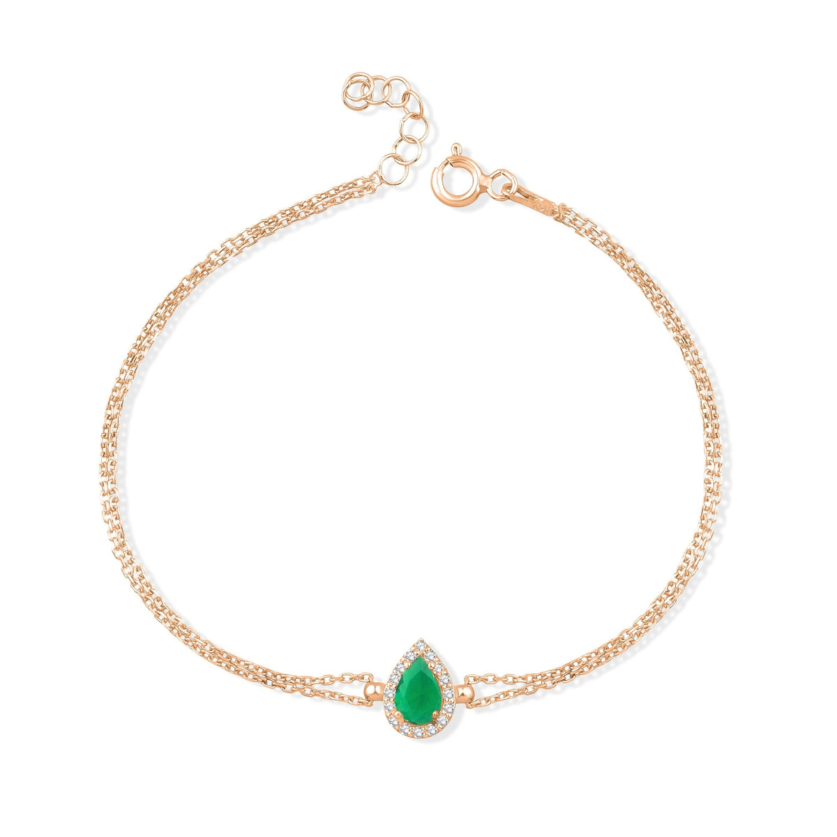 0.73 Carat Pear Emerald Diamond Bracelet · Rose Gold