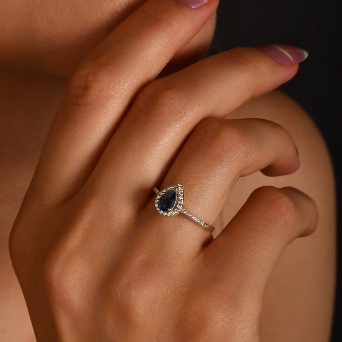 0.80 Carat Pear Emerald Diamond Ring