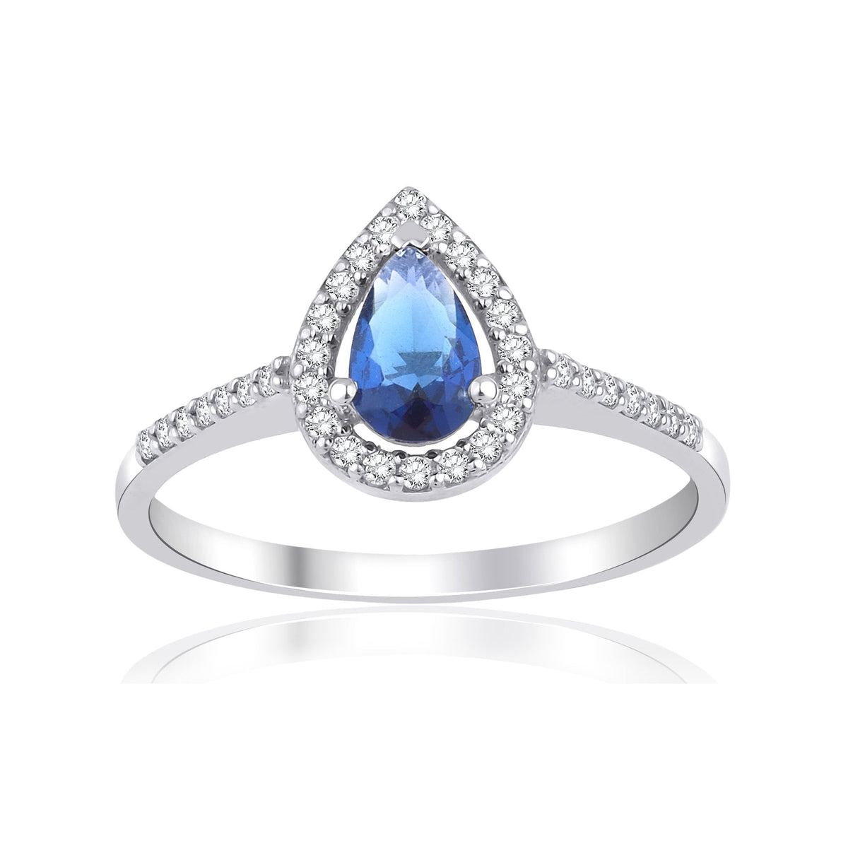 0.80 Carat Pear Sapphire Diamond Ring · White Gold