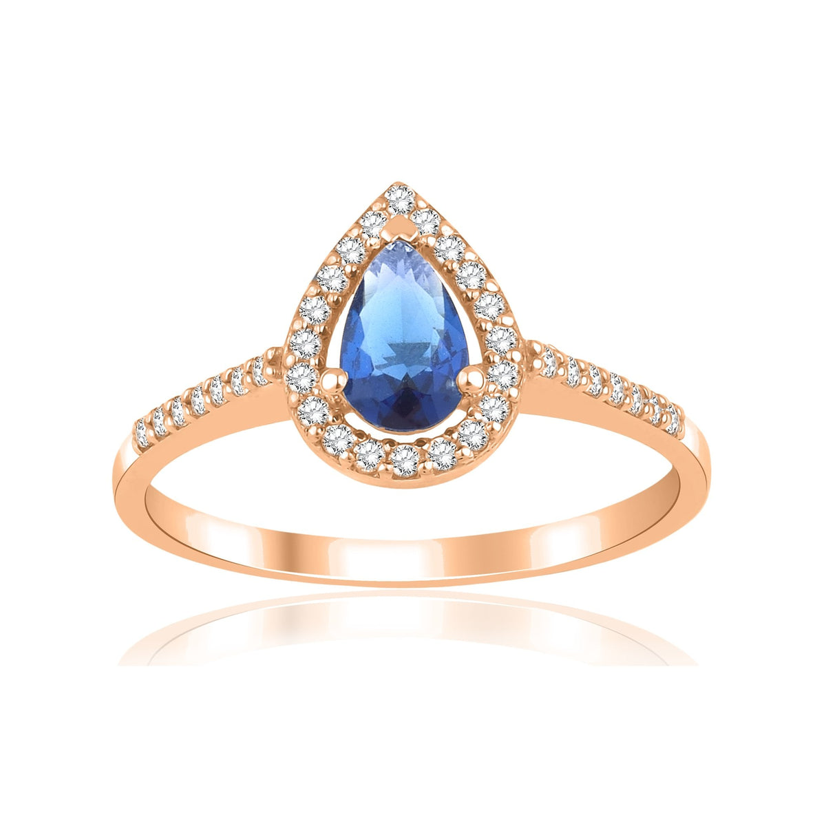 0.80 Carat Pear Sapphire Diamond Ring · Rose Gold