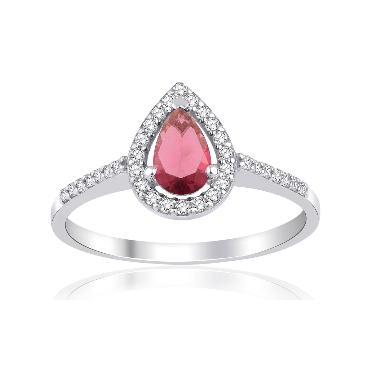 0.80 Carat Pear Ruby Diamond Ring · White Gold