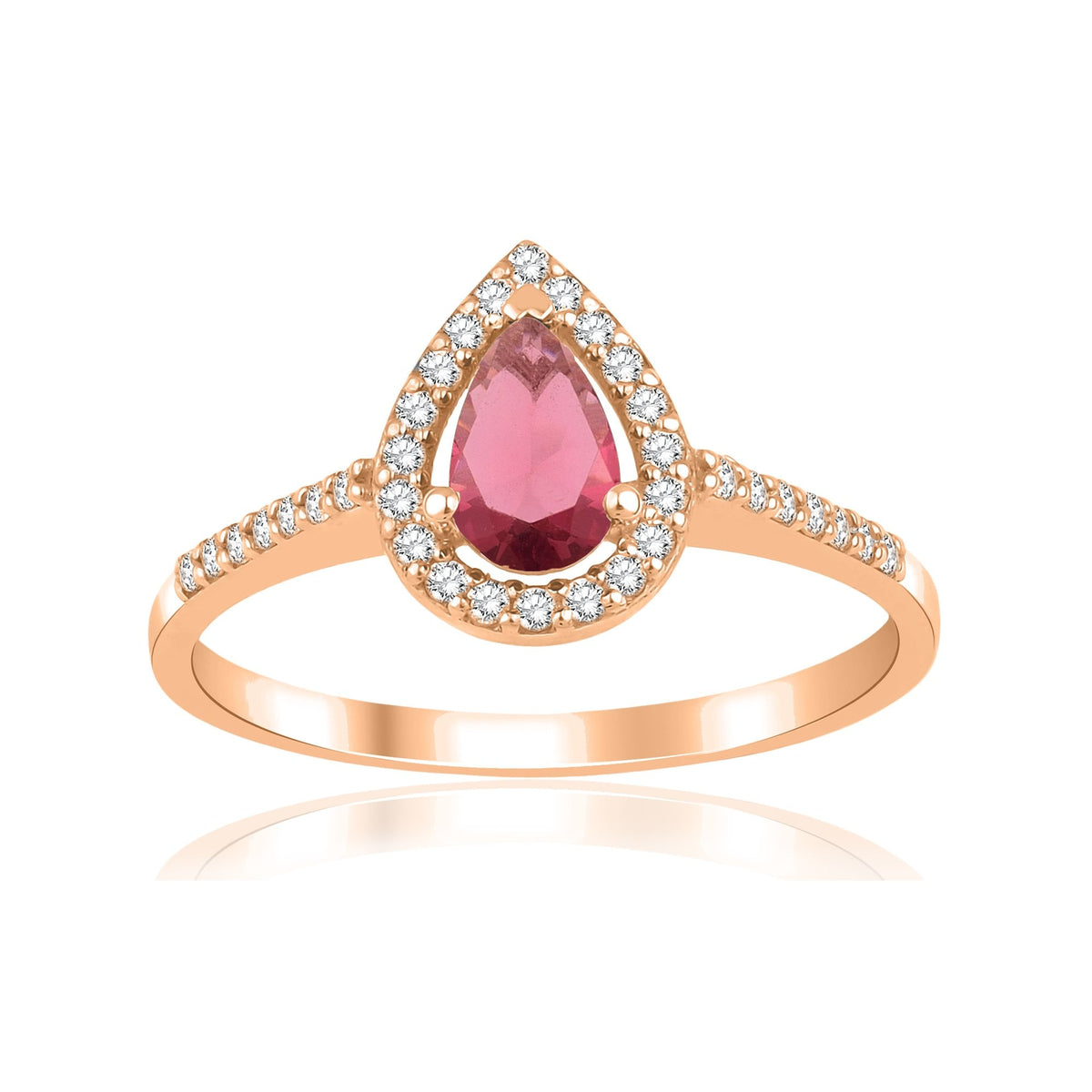 0.80 Carat Pear Ruby Diamond Ring · Rose Gold