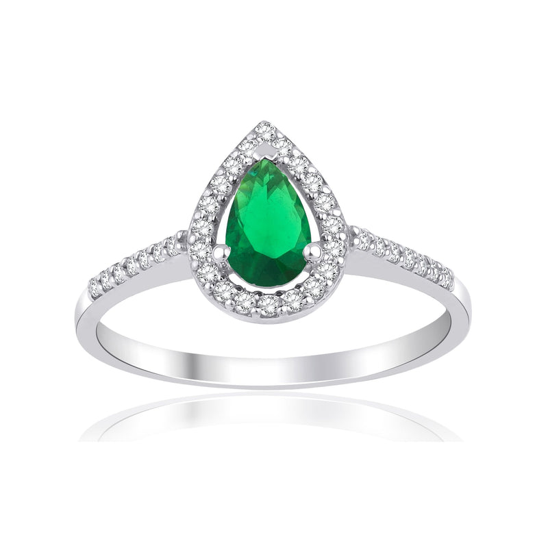 0.80 Carat Pear Emerald Diamond Ring · White Gold