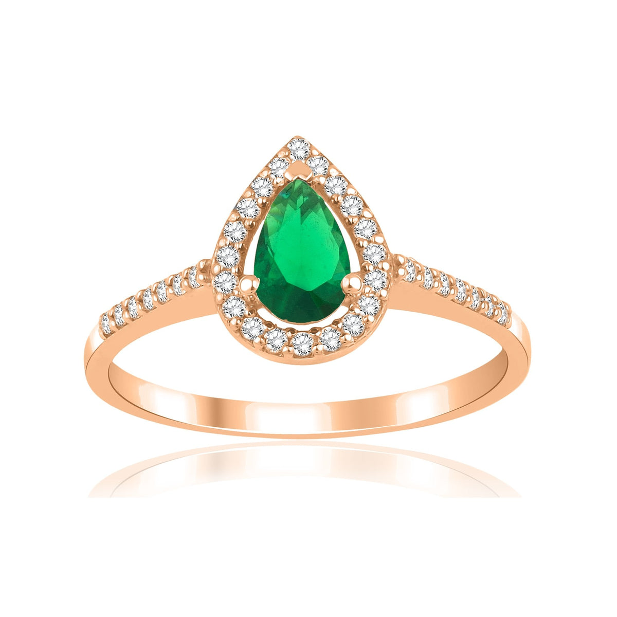 0.80 Carat Pear Emerald Diamond Ring · Rose Gold
