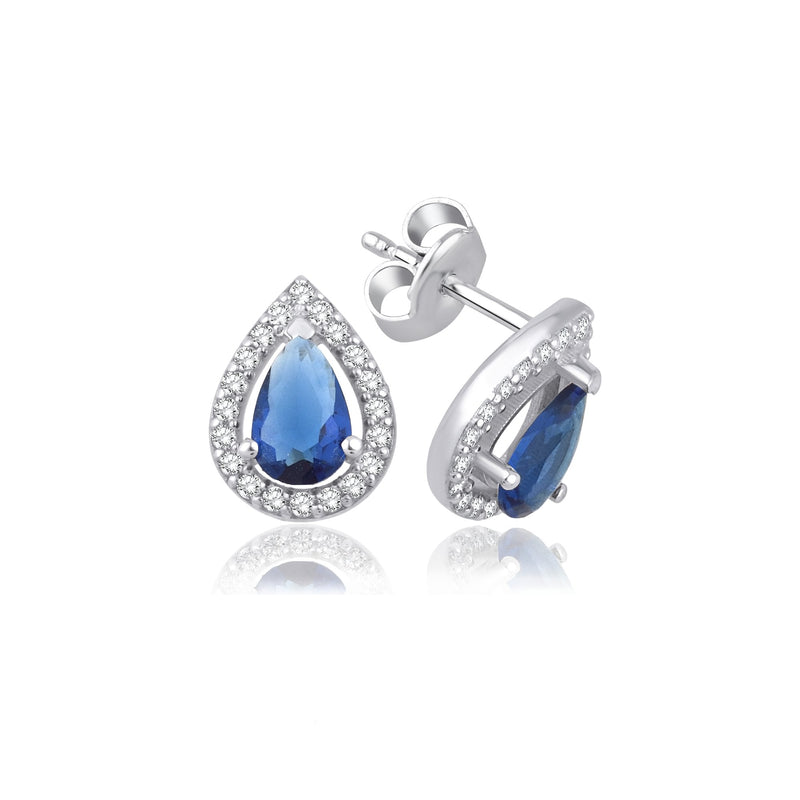 1.46 Carat Pear Sapphire Diamond Earrings · White Gold