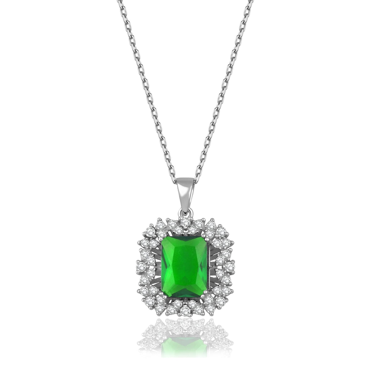1.55 Carat Baguette Emerald Diamond Necklace · White Gold